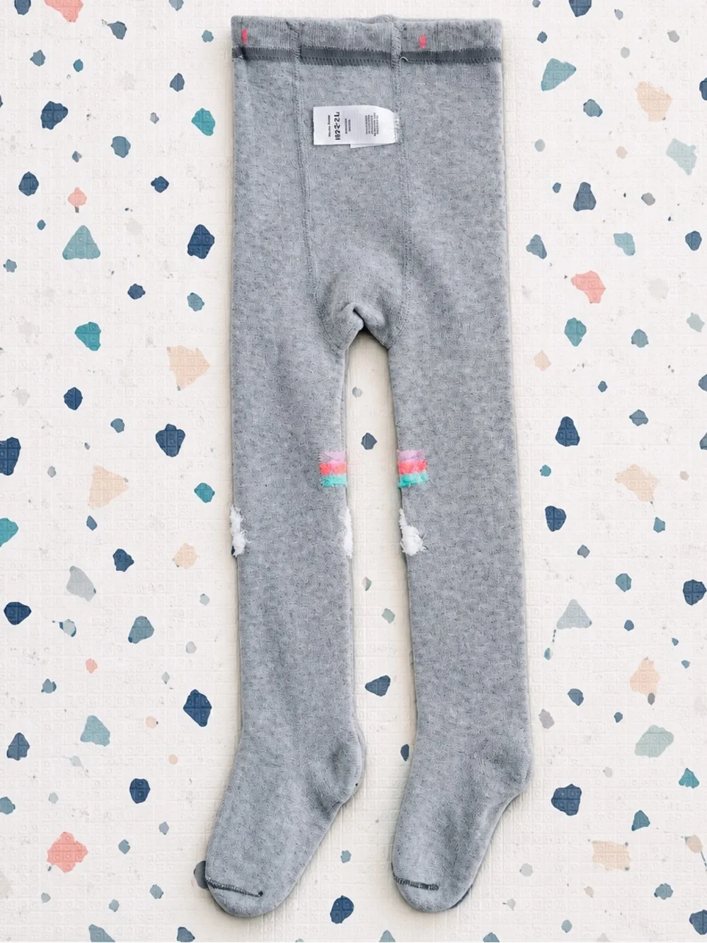 Target Gray Tights with Pink and Green Rainbow Cloud Knees